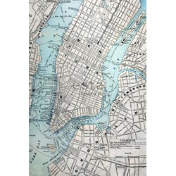 ESTAhome fotobehang old street map NY grijs en blauw