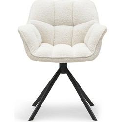 Riviera Maison Carnaby Dining Armchair Turning Leg, boucle, white sand