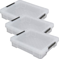 Allstore Opbergbox - 4x stuks - 9 liter - Transparant - 43 x 36 x 8 cm - Opbergbox