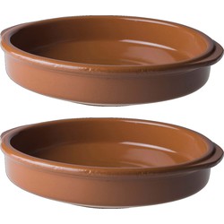 Set van 2x stuks tapas ovenschaal terracotta 23 cm - Serveerschalen