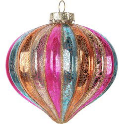 Clayre & Eef Kerstbal Ø 10x10 cm Meerkleurig Glas