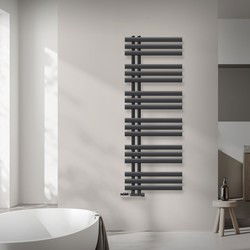 Badkamerradiator middenaansluiting 500x1400 mm antraciet met muuraansluitset LuxeBath