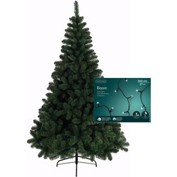 Kerstboom 210 cm incl. kerstverlichting lichtsnoer helder wit - Kunstkerstboom