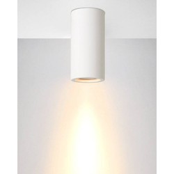 Plafondlamp wit gips rond 140mm hoog met fitting GU10