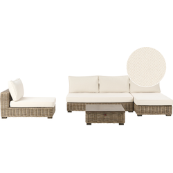 VARALLO - Loungeset 4-zits - Gebroken wit - Linkszijdig - Rotan