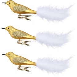 6x stuks decoratie vogels op clip goud 20 cm - Kersthangers