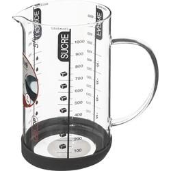 5Five Keuken maatbeker/mengbeker - glas - transparant - 1000 ml - Maatbekers