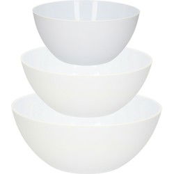 Kommetjes/schaaltjes - 11x stuks - Dessert/ontbijt - Kunststof - Wit - Kommetjes