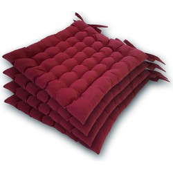 SVJ Stoelkussens Vierkant - 43 x 40 x 3 cm - Katoen - Rood - Set van 4