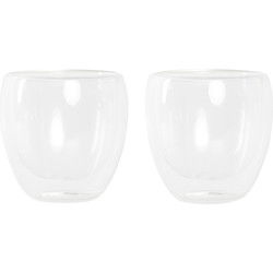 Items koffieglazen/theeglazen dubbelwandig - set 2x - cappuccino glazen - 250 ml - Koffie- en theeglazen