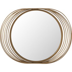  J-Line Wandspiegel Rond Ringen Metaal Glas - Goud