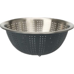 Excellent Houseware RVS keuken vergiet/zeef - afgieten etenswaren - antraciet - 27 x 12.5 cm - Vergieten