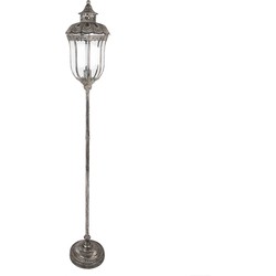 Clayre & Eef Vloerlamp  Ø 25x154 cm Zilverkleurig Metaal Glas Staande Lamp