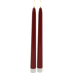 Countryfield Led kaarsen/dinerkaarsen - 2x stuks - rood - 28 cm - LED kaarsen