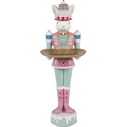 Clayre & Eef Decoratie Beeld Konijn 25 cm Wit Roze Kunststof