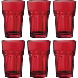 6x Sap/water glazen basic 300 ml rood - Drinkglazen