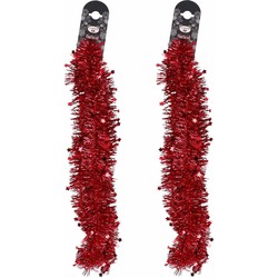 2x Rode folie feestslingers 200 cm feestversiering - Kerstslingers