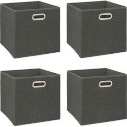 5Five Opbergmand/kastmandje - 4x - Donkergrijs - 31x31x31 cm - 29L - Opbergmanden