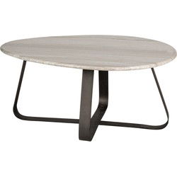 PTMD Muka Coffeetable Low Dark Grey Base White Marble