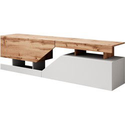 Meubella - TV-Meubel Canberra - Eiken - Wit - 160 cm