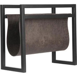 Magazine houder - Lectuurbak - Magazinehouder - Magazijnrek - Tijdschriftenhouder - Echt leer - Zwart - 45 x 20 x 38 cm