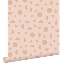 ESTAhome behang grafisch motief terracotta roze - 50 x 900 cm - 139751