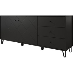 Meubella Dressoir Barlo - Mat Zwart - 183 cm