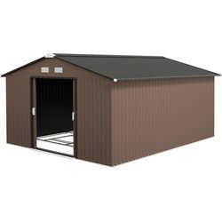Tuinschuur - Weerbestendig Tuinhuis voor Tuingereedschap - met Ventilatieramen - Schuifdeuren - Staal - Bruin