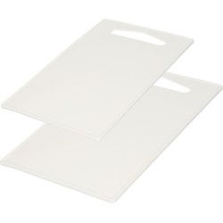 Kunststof snijplanken set van 2x stuks wit 27 x 16 en 36 x 24 cm - Snijplanken