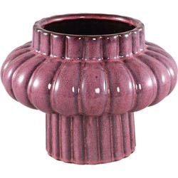 PTMD Sannee Red ceramic pot ribbed wide middle S