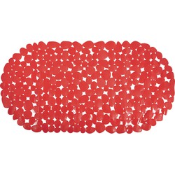 MSV Douche/bad anti-slip mat - badkamer - pvc - rood - 39 x 99 cm - Badmatjes