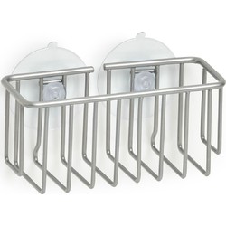 Zeller houder met zuignappen - metaal - 13 x 5,5 cm - Zeephouders - Muurhouders voor keuken/badkamer - Douche- en badrekjes