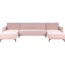 Beliani ABERDEEN - Slaapbank-Roze-Fluweel