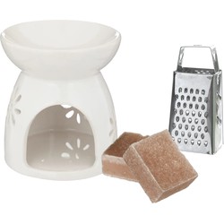 Amberblokjes/geurblokjes cadeauset - sandelhout - inclusief geurbrander en mini rasp - Geurbranders