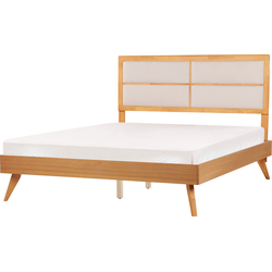 Beliani POISSY - Tweepersoonsbed-Lichte houtkleur-MDF