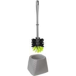 Kunststof wc-borstel/toiletborstel met houder grijs/groen 37.5 cm - Toiletborstels