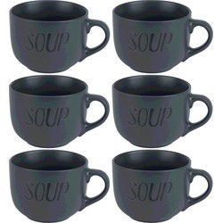 Cosy & trendy soepkommen - 6x - donkergrijs - 11 cm - 510 ml - soepbeker - Kommetjes