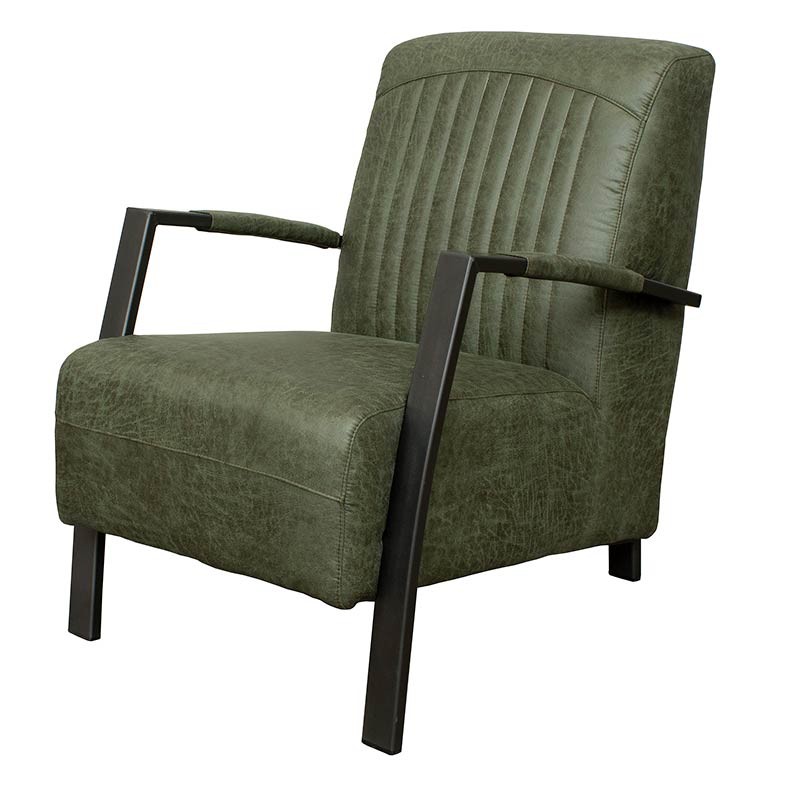 Industriële fauteuil Ponza | Lederlook Missouri groen 10 | 61 cm breed - 