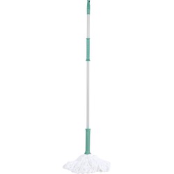 Urban Living Schoonmaak/dweil vloermop telescoopsteel - wit/groen - Vloermoppen