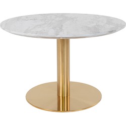 Ronde salontafel Miley wit goud Ø70 cm marmerlook