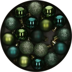 Atmosphera Kerstballen - 18ST - groen - glans en mat - D3 cm - kunststof - Kerstbal