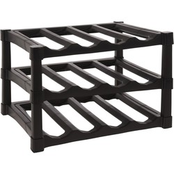 EH Wijnrek - zwart - kunststof - 39 x 30 x 25 cm - 12x flessen - Wijnrekken