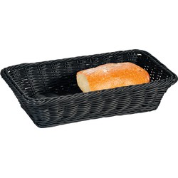 Fruitmand/broodmand - zwart - gevlochten - 20 x 35 x 7,5 cm - rechthoekig - broodmand