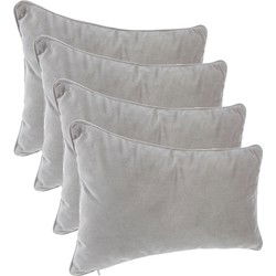 Atmosphera Bank/sierkussens huiskamer Sophia - 4x - 30 x 50 cm - Zilvergrijs - polyester - met rits - Sierkussens