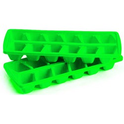 Plasticforte IJsblokjesvormen set 2x stuks met deksel - 24 ijsklontjes - kunststof - groen - IJsblokjesvormen