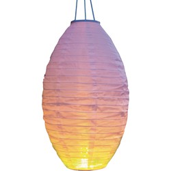 3x stuks solar buitenlampion / buitenlampionnen wit met realistisch vlameffect 30 x 50 cm - Lampionnen