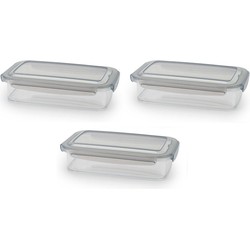 Set van 3x Antraciete vershoudbak 1,2L 24 x 15,2 x 6.1 cm - Vershoudbakjes