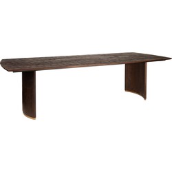 PTMD Ostara Brown mango wood diningtable 240cm gold leg