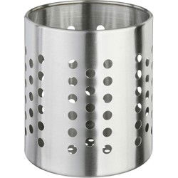 Ronde keukengerei houder zilver - 13,5 cm - RVS - Keukenhulphouders