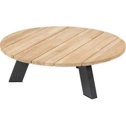 Cosmic salontafel met teak tafelblad 78 cm dia. H25 cm 4SO